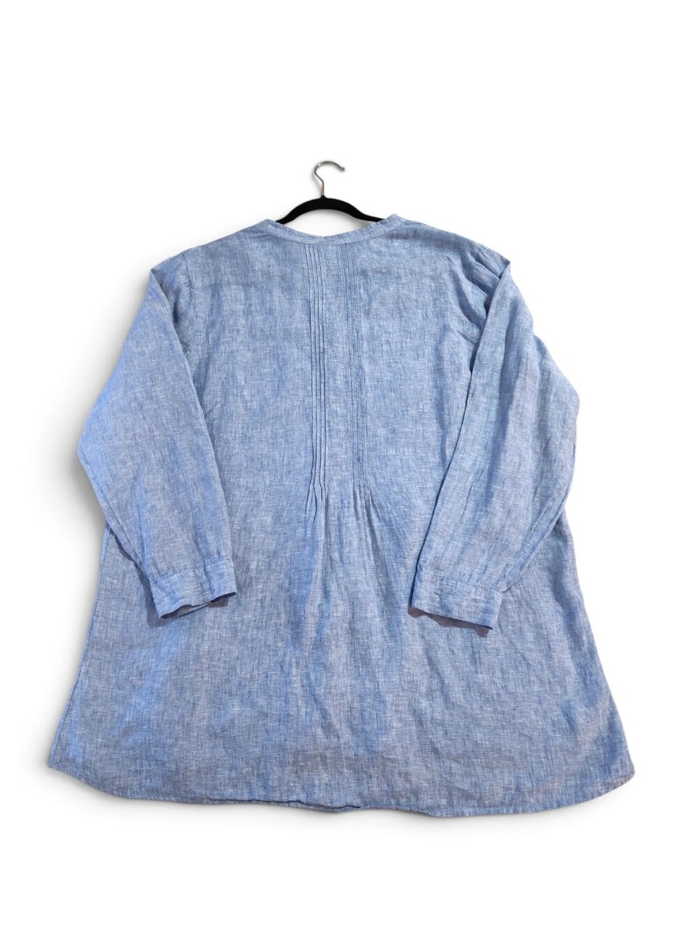 2X J.Jill Pintucked Linen Tunic Long Sleeve Womens Blue Button Up Tab-sleeve - Picture 6 of 10